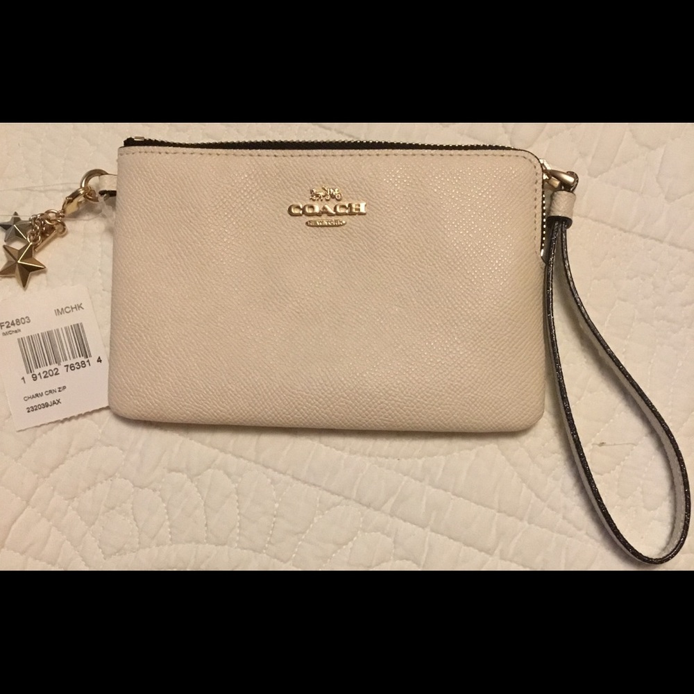 Coach Corner Zip Wristlet with Star Charms
